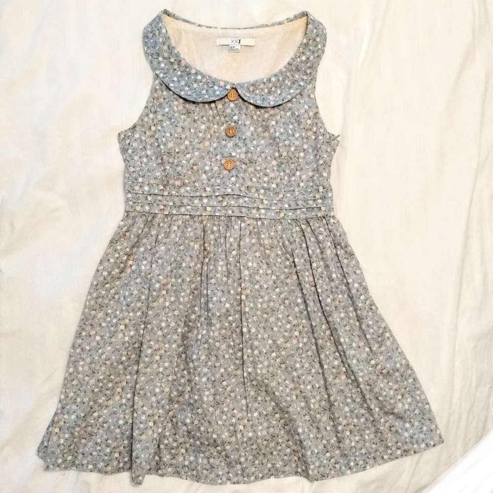 Light Blue Floral Sleeveless Dress